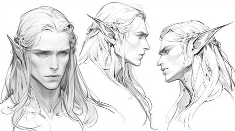 Loki Character Design, Male Sketch Reference, Throne Reference, Ear References, Elf Reference, Male Pose Reference Drawing, Elf Sketch, Male Posing, Elf Drawings