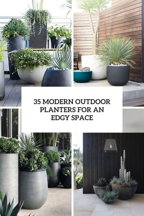 Modern Outdoor Decor, Pool Garage, Modern Planters Outdoor, Cabinets Bedroom, Planter Arrangements, Tattoo Garden, Large Outdoor Planters, Porch Plants, Modern Outdoor Patio