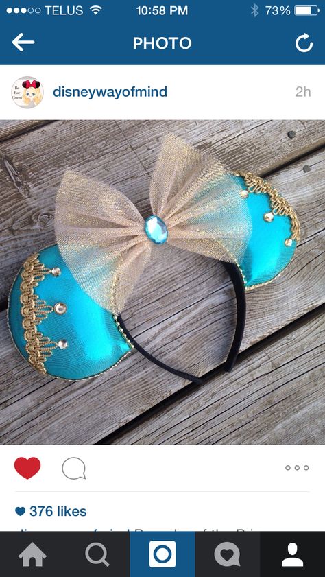 Princess Jasmine Aladdin Mouse Minnie Ears Jasmine Disney Ears, Jasmine Ears, Princess Jasmine Aladdin, Mini Mouse Ears, Disney Ears Hat, Ear Ideas, Diy Disney Ears, Disney Ears Headband, Punk Disney Princesses