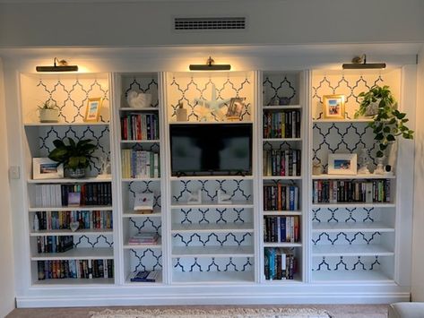 Reader reno: From $79 Ikea bookcases to stunning custom library | Better Homes and Gardens Ikea Hack Library Wall, Ikea Library Ideas, Recessed Bookshelf, Ikea Library, Bedroom Library Ideas, Library Goals, Library Loft, Ikea Bookcases, Ikea Bookshelf Hack