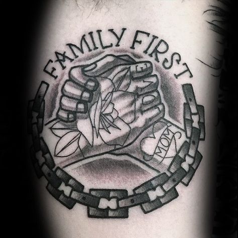 Incredible Chan Family First Handshake Tattoos For Men On Arm Family First Tattoo Designs, Mom Tattoo For Men, Handshake Tattoo, Brothers Keeper Tattoo, Brother Tattoo, Family First Tattoo, Family Tattoos For Men, Brother Tattoos, Family Tattoo Designs