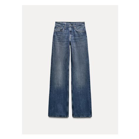 MID WAIST - WIDE LEG - FULL LENGTHFive pocket jeans with a mid waist and belt loops. Front zip and metal button closure. Wide Leg Dark Wash Jeans, Jean Zara, Jeans With Belt, Dark Jean, Full Length Jeans, Mid Waist Jeans, Waistcoat Dress, Jean Bleu, London Style