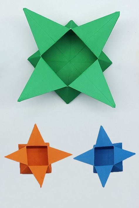 Easy Origami Star, Box With Paper, Star Origami, Box Folding, Origami Star Box, Origami Star, Star Box, Easy Origami, Origami Box