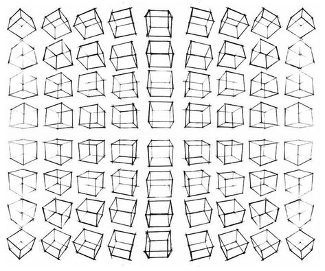 Cube Drawing Sketch, Shape Drawing, Geometric Shapes Drawing, Perspective Sketch, Perspective Drawing Lessons, Art Basics, Geometric Drawing, Drawing Exercises, Perspective Art