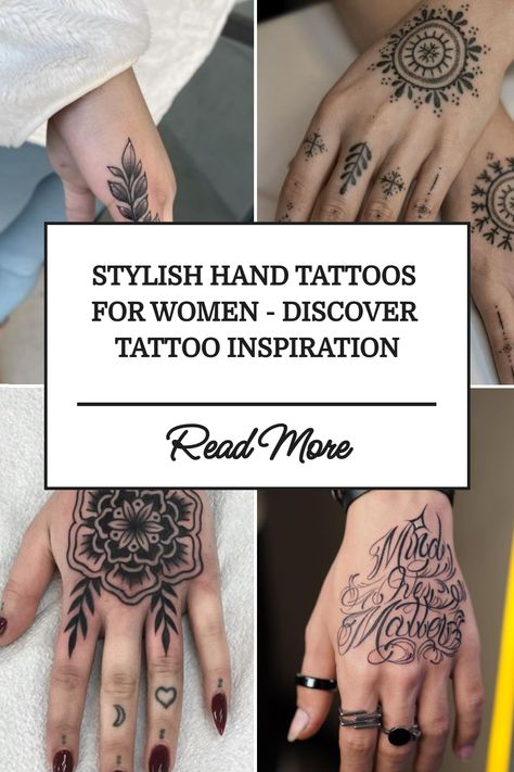 Stylish Hand Tattoos for Women - Discover Tattoo Inspiration Female Hands Tattoo, Spiritual Tattoos Hand, Motivational Hand Tattoos, Hand Holding Something Tattoo, Arm And Hand Tattoos For Women, Tattoo Ideas Hand Women, Name Hand Tattoos For Women, Hand Tats For Women Aesthetic, Spiritual Hand Tattoos For Women