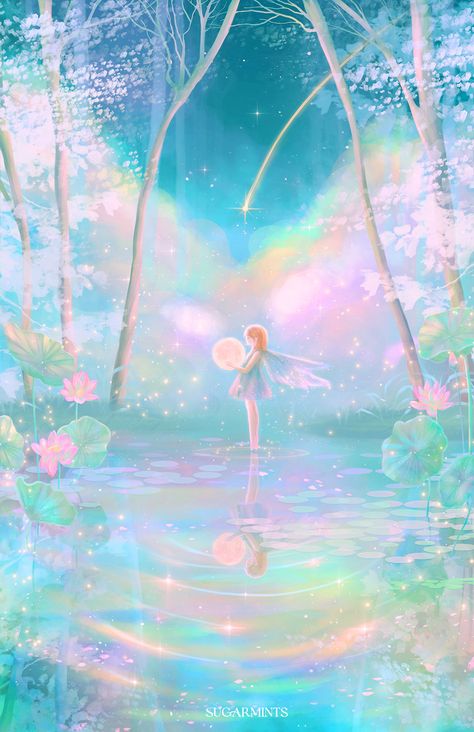 Moon Fairy, Gambar Figur, Fairytale Art, 판타지 아트, Ethereal Art, Dreamy Art, Fairy Art, Kawaii Wallpaper, Environment Concept Art