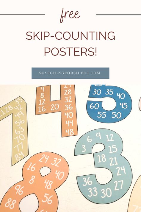 Free Skip-Counting Posters for numbers 1-15. Skip-counting is a foundation to build math concepts, multiplication fact fluency, and begin an understanding of equal groups. If children can learn to skip-count, they can build on their knowledge of multiples when by learning multiplication facts. Skip Counting By 5s Activities, Skip Counting Multiplication Activities, Teaching Skip Counting 2nd Grade, Counting By 2's 5's And 10's, Counting Anchor Chart, Number Posters Free, Skip Counting Chart, Learning Multiplication Facts, Skip Counting By 5's