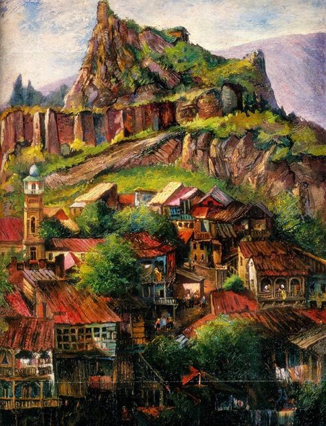 Elene Akhvlediani — Georgian Landscape Paintings - Exposition Art Blog - Medium American Figurative Expressionism, Old Tbilisi, Georgian Art, Art Informel, Expressionist Artists, Contemporary African Art, Academic Art, Soviet Art, Conceptual Artist