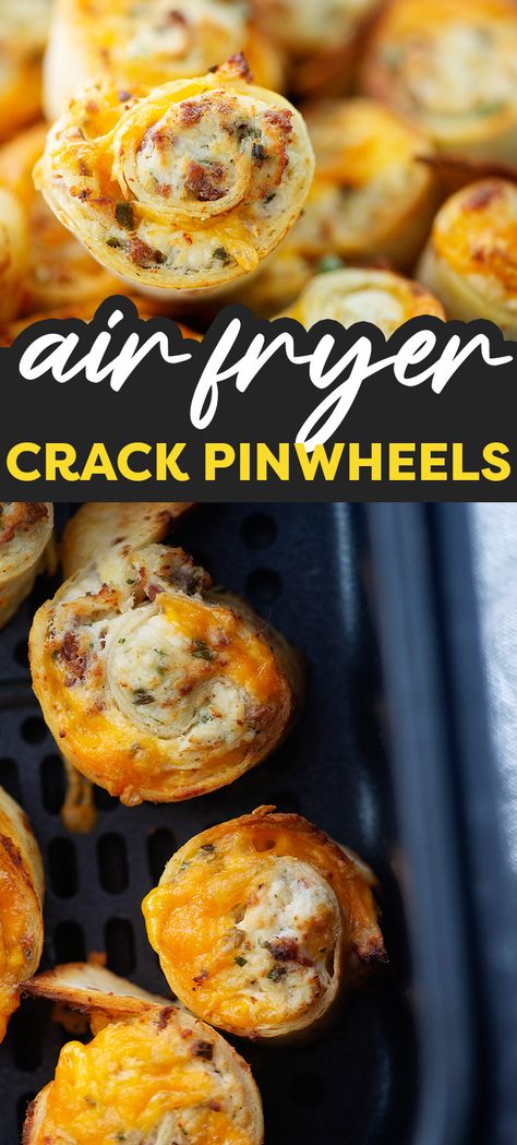 Crack Chicken Pinwheels | AirFried.com Tailgate Pinwheels, Chicken And Cheese Pinwheels, Air Fryer Pinwheels, Air Fryer Chicken Roll Ups, Thanksgiving Pinwheels, Low Carb Pinwheels, Cracked Chicken Pinwheels, Keto Packed Lunch Ideas, Airfryer Quesadilla