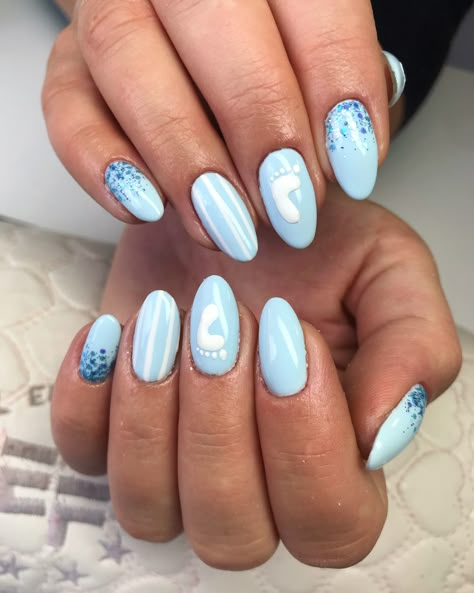 #babyboynails Baby Shower Nails For Boys, Nails For Baby Boy Arrival, Boy Mom Nails, Baby Boy Shower Nails, Boy Baby Shower Nail Ideas, Baby Boy Nails Designs, Baby Boy Nail Ideas, Boy Baby Shower Nails, Baby Shower Nails Boy