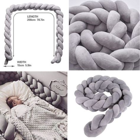 Braided Bumper For Crib, Crib Bumper Diy, Braided Bumper, Braided Crib Bumper, طفلة حديثة الولادة, Baby Bumper, Diy Crib, Cozy Nursery, Knot Pillow