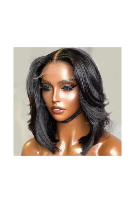 14inch Layered 5X5 Pu Silk Base Short Human Hair 180Density Black Layered Bob Wigs for Black Women Middle Part Short Cut Bob Wig PrePlucked BabyHair Black Layered Bob, Bob Wigs For Black Women, Wig Colors, Short Layers, Black Layers, Layered Bob, Middle Part, Short Cut, Bob Wig