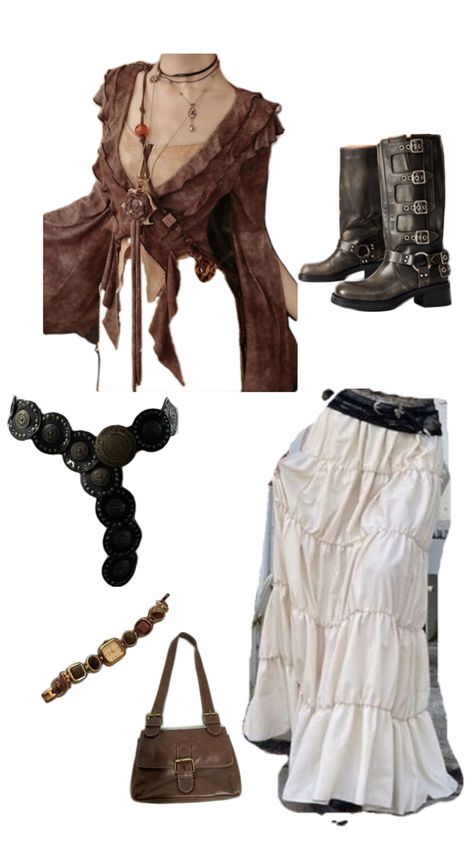 Reno Outfits, Whimsical Outfit Aesthetic, Tie Outfits For Women, Tribe Clothes, Lacey Clothes, Hippie Chic Outfits, Style Names, Leather Clothes, Earthy Outfits