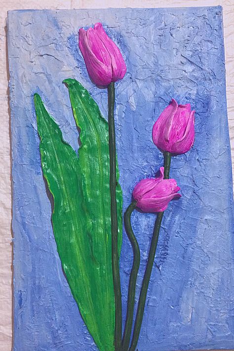 Tulip Clay Mural Art Painting on Cardboard | 3D Clay Art | Wall hanging | DIY tulip Hello everyone, In this video i am sharing how to make Tulip Clay Mural Art Painting on Cardboard with clay, this is very easy give it try. Clay Mural Art, 3d Clay Art, Mural Art Painting, Painting On Cardboard, Tissue Paper Art, Cardboard Craft, Hanging Diy, Diy Xmas Gifts, Wall Hanging Diy