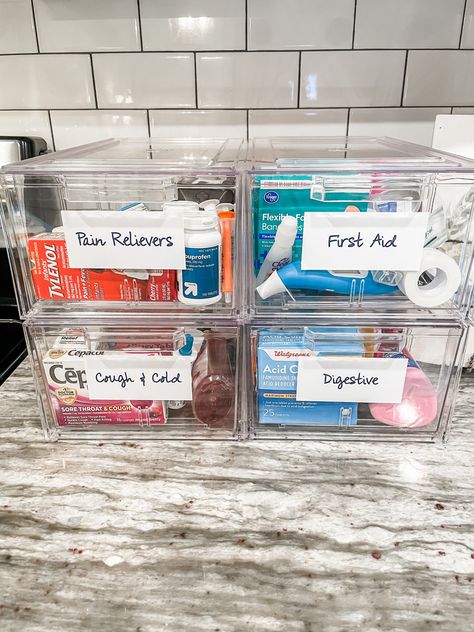 Medicine storage solution Kitchen Cabinet Medicine Organization, Bathroom First Aid Organization, Kitchen Medicine Cabinet Organization, Medicine Shelf Organization, Medicine And First Aid Organization, Nurses Station Organization, Nursing Home Organization, Bathroom Medicine Organization, Bathroom Storage Cabinet Organization