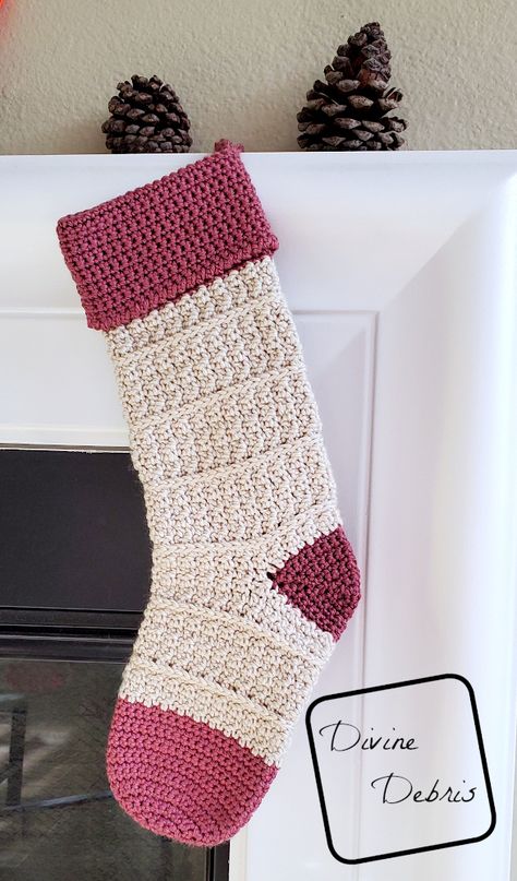 Doll House Crochet Free Pattern, Diy Crochet Stockings Christmas, How To Crochet Stocking, Easy Crochet Christmas Stocking Pattern, How To Crochet Christmas Stocking, Stockings Crochet Pattern Free, Free Crochet Pattern For Christmas Stocking, Crochet Pattern Stocking, Easy Stocking Crochet Pattern