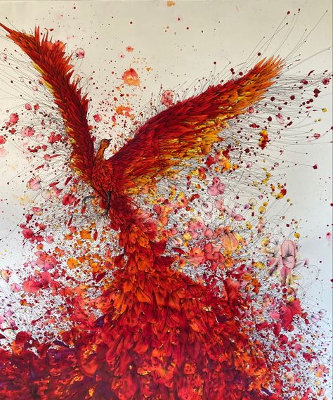 Watercolour Pheonix Painting, Fire Phoenix Art, Fenix Painting, Fire Abstract Art, Phoenix Painting Acrylic, Fire Element Art, Fire And Water Art, Person On Fire, Fire Watercolor