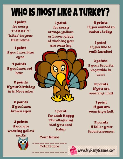 Thanksgiving Guessing Games, What's Your Turkey Name Free Printable, Thanksgiving Interactive Games, Thanksgiving Lego Challenge, Thanksgiving Month Ideas, Thanksgiving Student Activities, Roll A Turkey Dice Game Printable, Group Thanksgiving Games, Thanksgiving Party Games Free Printable