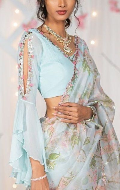 Long Saree Blouse Designs, Full Sleeves Blouse Designs, Saree Blouse Neck Designs, Fashionable Saree Blouse Designs, Ganpati Decoration, Sari Blouse Designs, Outfits Dress, Saree Designs Party Wear, Blouse Designs Silk