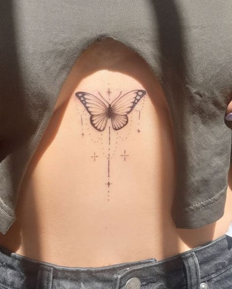 Butterfly Middle Chest Tattoo, Butterfly Tattoo On Sternum, Butterfly Back Tattoo Women Black, Butterfly Sternum Tattoo Women, Underboob Tattoo Butterfly, Sternum Butterfly, Butterfly Tattoo Between Breast, Sternum Tattoo Butterfly, Butterfly Tattoo Sternum