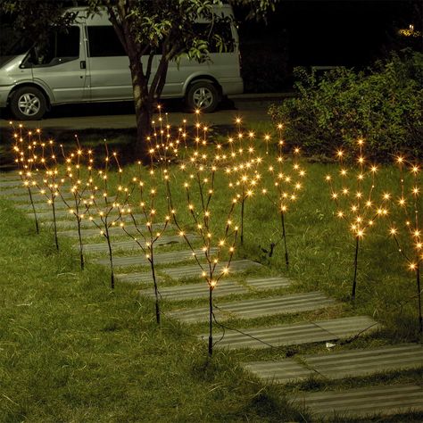 PRICES MAY VARY. ?? Set of 2 3pk brown lighted twig stake have only an adapter,and the middle is connected by a tail plug. Decorate your pathway and garden with the twig stakes ?? Can DIY each willow branch light comes with 5 bendable stems, 120 led warm white color light bulbs.You can adjust them, make them twist, or pull them up or down to create your own natural lookSatisfy and realize your imagination ?? High quality, ensuring that you use it absolutely risk-free, even if you use it for a lo Lighting For Weddings, Branch Lights, Wedding Present Ideas, Easter Outdoor, Twig Lights, Thrifted Decor, Lighted Branches, Dark Tree, Yard Lights