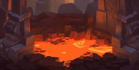 ArtStation - Volcano Level / Growing Stronger Game Project Volcano Village Fantasy Art, Volcano Concept Art, Stylised Environment, Volcano Game, Lava Art, Animation Storyboard, Inside Art, Ship Paintings, Game Background