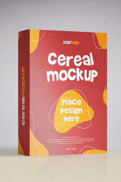 Download the free cereal box packaging mockup. PSD template with well-organized layers. Built with Smart Layers, you can easy to modify it in Photoshop. High-quality with a dimension of 3000×2000 at 300 dpi. Cereal Box Template, Cereal Box Packaging, Cereal Box Design, Portfolio Mockup, Cereals Packaging Design, Cereal Packaging, Coffee Infographic, Free Packaging Mockup, Bag Mockup