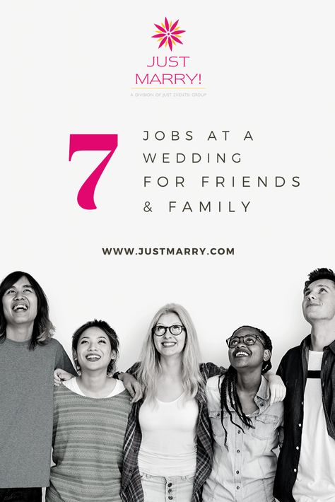 7 Jobs at a Wedding for Friends and Family | Analyzing - Orlando Wedding Planners | Just Marry! Jobs To Assign At Wedding, List Of Wedding Jobs For People, Wedding Jobs List, Wedding Jobs, Helper Jobs, Winter Wedding Planning, Family Roles, Unique Jobs, Wedding Roles