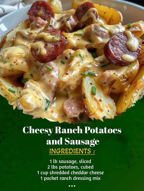 Smoked Sausage With Potatoes, Instant Pot Smoked Sausage, Potatoes And Smoked Sausage, Smoked Sausage Potatoes, Random Dinner, Smoked Sausage And Potato Recipe, Beef Sausage Recipes, Cheesy Ranch Potatoes, Winter Dinners