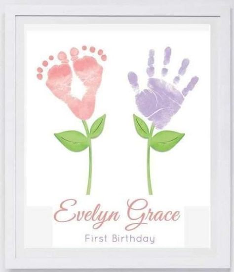 Hand and Footprint Craft Ideas for Kids Baby Footprint Art, Footprint Keepsake, Baby Art Projects, Baby Footprint, Baby Handprint, Toy Gifts, Footprint Art, Metal Tree Wall Art, Birthday Crafts