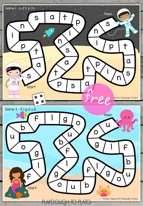 Beginning Sounds Board Games - Playdough To Plato Beginning Sounds Games, Letter Sound Games, Jolly Phonics Activities, Homeschool Games, Playdough To Plato, Alphabet Board, Lesson Activities, Alphabet Games, Small Group Activities