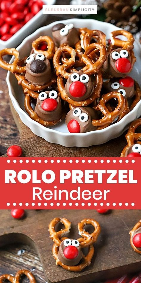 Reindeer Pretzels, Pretzel Reindeer, Rolo Pretzel Treats, Rolo Pretzel, Ren Geyiği, Rolo Pretzels, Christmas Pretzels, Pretzel Treats, Easy Christmas Treats