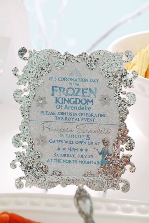 Shimmering Frozen Birthday Party on Kara's Party Ideas | KarasPartyIdeas.com (7) Fourth Frozen Birthday, Frozen Themed Invitations, Frozen Fourth Birthday Party Invitation, Frozen 2nd Birthday Party Invitations, Frozen Third Birthday Party Invitation, Elsa Third Birthday, Frozen Birthday Party 3, Frozen 3rd Birthday Party Invitations, Elsa 5th Birthday Party