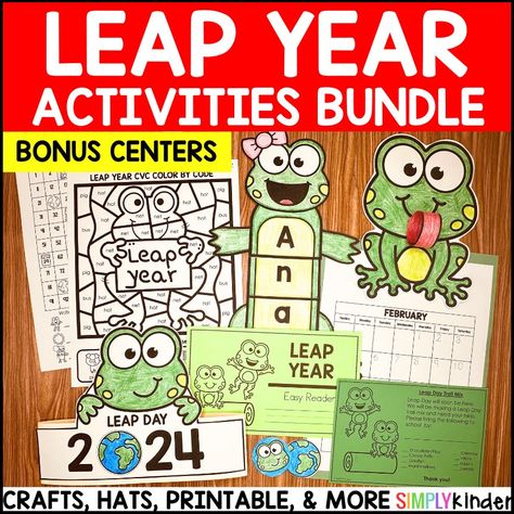 Leap Year Upsell - Simply Kinder Leap Day, Math Crafts, Leap Year, Year Of The Pig, Close Reading, Year 2024, Love Love Love, Math Worksheets, Love Love