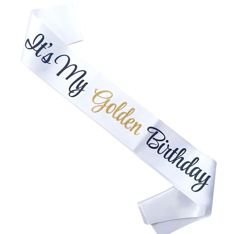 PRICES MAY VARY. Bring out the party balloons and Happy Golden Birthday cake and let’s cheers and beers to stay golden! Make you birthday queen and birthday king feel golden with this golden birthday sash. Pair with golden birthday party shirt, cap, hat, button, crown, tiara, headband to complete the perfect look! Perfect for gold themed golden birthday, lucky birthday, star birthday, champagne birthday, golden girls, stay golden parties. Party all day and night with our sash because it’s made o 17 Golden Birthday Ideas, 24th Golden Birthday Ideas, Golden Sweet 16 Ideas, Golden Birthday Ideas Kids, Golden Party Decorations, Golden Birthday Ideas, Gold Themed Birthday Party, Golden Birthday Themes, Happy Golden Birthday