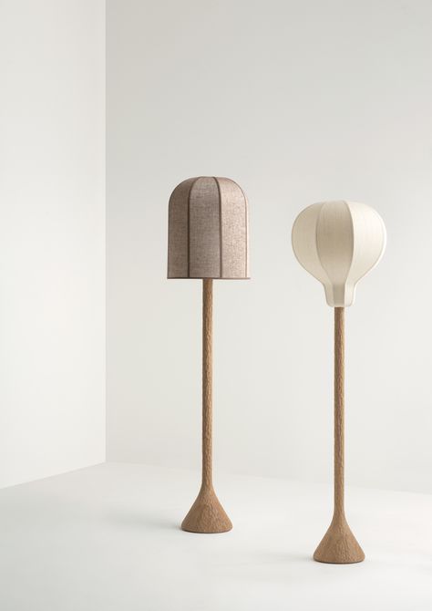 Floor Lamp Wood, Fabric Floor Lamp, Pierre Yovanovitch, Wooden Lamps, Lamp Wood, Wood Floor Lamp, Interior Display, Fabric Lampshade, Wooden Lamp