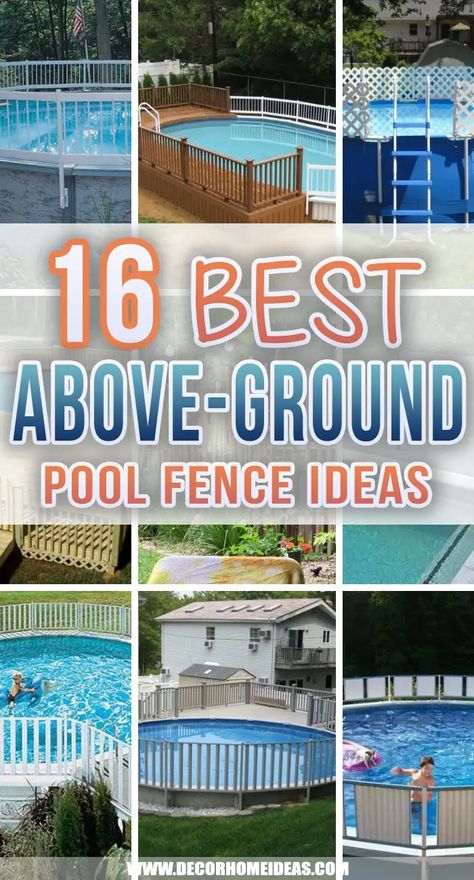 Best Above Ground Pool Fence Ideas. Inexpensive above ground pool fence ideas and designs. Build unique fences around your above ground pool to add more privacy and security. #decorhomeideas Above Ground Pool Deck Fence, Fencing Around Above Ground Pool, Pools And Decks, Pool Privacy Ideas Above Ground, Above Ground Fence Ideas, Privacy Screen Around Pool, Pool Fence Ideas Above Ground, Above Ground Pool With Privacy Fence, Above Ground Privacy Ideas