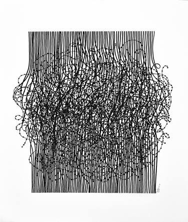 Francisco Vila Guillén Artworks | Saatchi Art Doodling On Black Paper, Abstract Line Art Pattern, Abstract Pen Art, Black And White Graphic Art, Folk Drawing, Abstract Art Lines, Doodle Abstract, Line Art Projects, Abstract Line Drawing