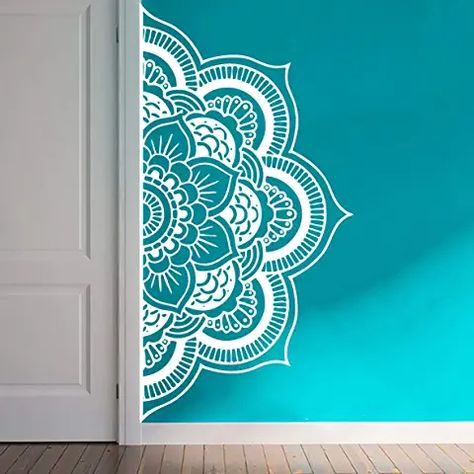 Mandala Wall Art Murals, Simple Wall Paintings, Wall Drawings, Creative Wall Painting, Diy Wall Painting, Wall Painting Decor, Headboard Wall, Bedroom Wall Paint, Wall Drawing