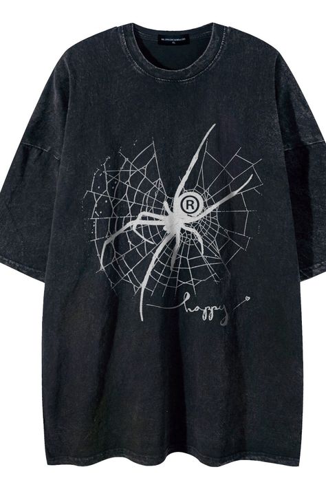 Spiderweb Shirt, Streetwear Harajuku, Hipster Prints, Harajuku Aesthetic, Loose Fit Blouse, Oversize Shirt, Tunic Tops Casual, Oversized Graphic Tee, Half Sleeve Blouse