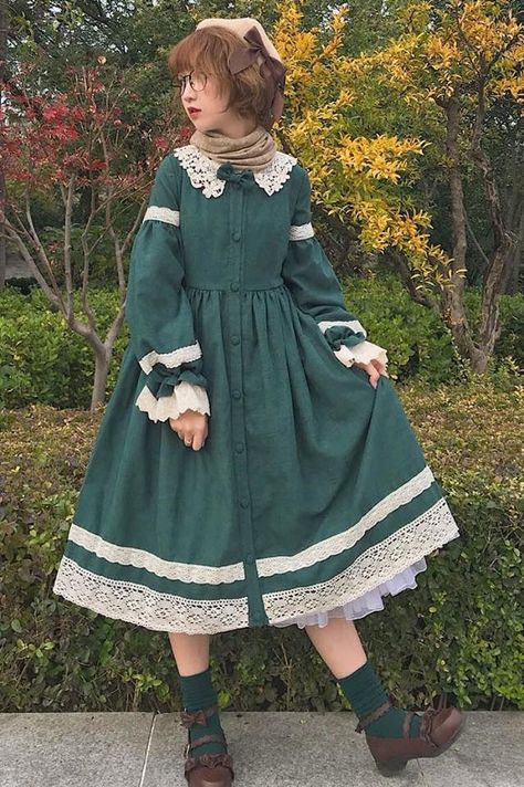 (9) LolitaWardrobe (@LolitaWardrobe) | Twitter Mori Girl Fashion, Old Fashion Dresses, Nerdy Girl, Kawaii Fashion Outfits, Mori Girl, Inspired Outfits, Kawaii Clothes, Harajuku Fashion, Lolita Dress