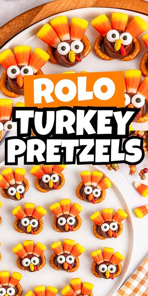 These adorable Rolo pretzel turkeys are super-simple to whip up and so charming. They're impossible to resist! If you're on the hunt for a fun and festive treat for Thanksgiving, why not try making a batch? With just a few ingredients and no baking required - just a quick melt of the chocolate - you can have these fun turkey pretzels ready in under 30 minutes. They’re perfect for your Thanksgiving festivities this year, so grab your apron and ingredients and get ready to make these CUTE treats! Chocolate Turkey Pretzels, Thanksgiving Kids Snack Ideas, Daycare Thanksgiving Treats, Turkey Themed Snacks For Kids, Thanksgiving Treats Preschool, November Bake Sale Ideas, Turkey Food Ideas, Cute Thanksgiving Snacks For Kids, Turkey Dessert Ideas