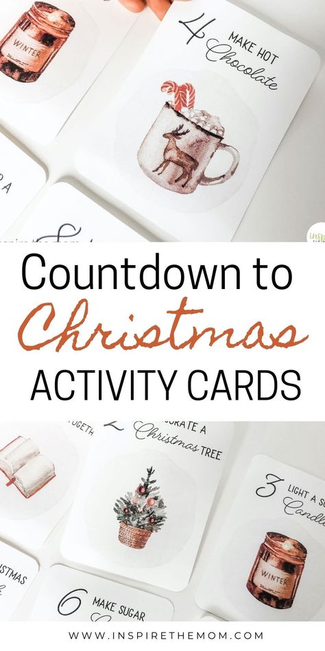 Here are 25 awesome, family-friendly activities to do each day in December counting down to Christmas! Printable cards too! #christmas countdown #christmas advent #family activities #December activities #family activities for December #family-friendly christmas #christmas #christmas printable #advent #cute christmas family activities Christmas Advent Ideas Activities, Christmas Activities Advent Calendar, Christmas Activities Calendar, Family Advent Calendar Activities, Toddler Advent Calendar Activities, Advent Calendar Ideas Activities, Christmas 25 Days Ideas, Printable Advent Calendar Activities, Advent Countdown For Kids