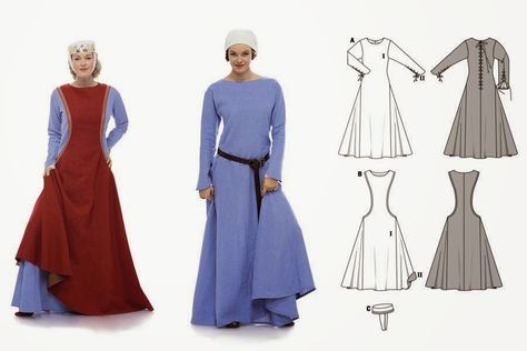 Medieval Dress Diy, Medieval Dress Peasant, Medieval Dress Princess, Medieval Dress Pattern, Medieval Garb, Sewing Dress, Viking Clothing, Medieval Costume, Diy Sewing Pattern