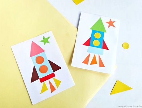 Shape Rocket Craft - Rocket Printable Maths Shapes, Preschool Maths, Rocket Craft, Space Crafts For Kids, Sistem Solar, Printable Shapes, Creative Area, Non Toy Gifts, Shapes Preschool