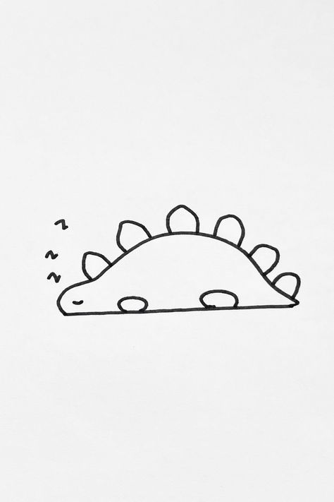 Cute Dinosaur Drawing Doodles, Little Creatures Drawing, Drawing Ideas For Kids Creative, Easy Things To Draw For Beginners, Animals To Draw Easy, Simple Dinosaur Drawing, Fun Things To Draw Easy, Fun Doodles To Draw, Fun Easy Drawings