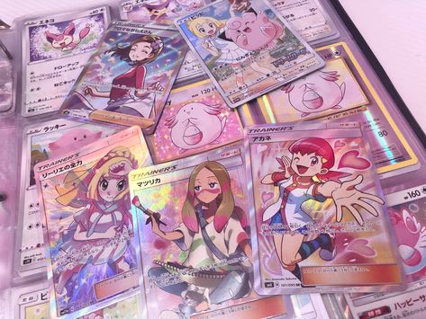 Pink Pokemon Cards, Mew Aesthetic Pokemon, Pastel Pokemon Aesthetic, Aesthetic Pokemon Cards, Cute Trading Cards, Cute Pokémon Cards, Pokemon Game Aesthetic, Pokemon Pink Aesthetic, Game Cards Aesthetic