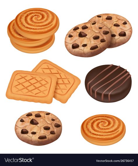 Biscuit Illustration, Snacks Illustration, Cookie Illustration, Cookie Drawing, Cookie Vector, Biscuits Packaging, Cookie Clipart, Biscuits Cookies, Chocolate Biscuits