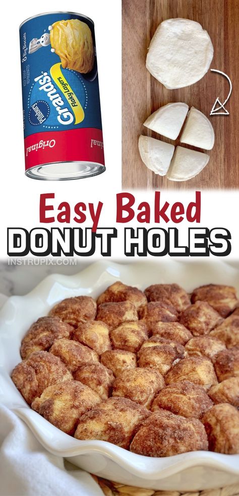 Cinnamon Balls With Biscuits, Easy Finger Breakfast Food, Breakfast Ideas For 10 People, Pilsbury Biscuit Desserts, Dinner Ideas Family Of 4, Simple Dessert Recipes 3 Ingredients, Fatty Recipes, Homemade Donut Holes, Recipe Using Canned Biscuits