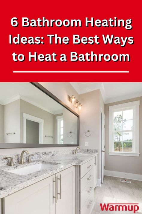 Say goodbye to chilly mornings and hello to a warm and inviting bathroom ♨️ Lamp In Bathroom, Bathroom Heat Lamp, Inviting Bathroom, Heat Pump Water Heater, Heated Towel Rack, Floor Heating Systems, Space Heaters, Ideal Bathrooms, Vanity Area